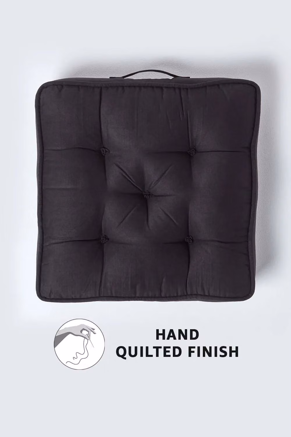 Homescapes Black Faux Suede Armchair Booster Cushion, W/D/H: 50 x 50 x 10 cm – 3