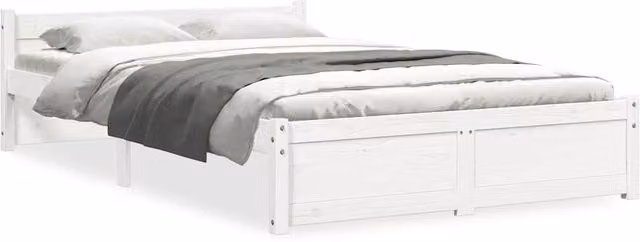 Berkfield Home White Solid Pine Wood Bed Frame W/D/H: 120 x 200 cm