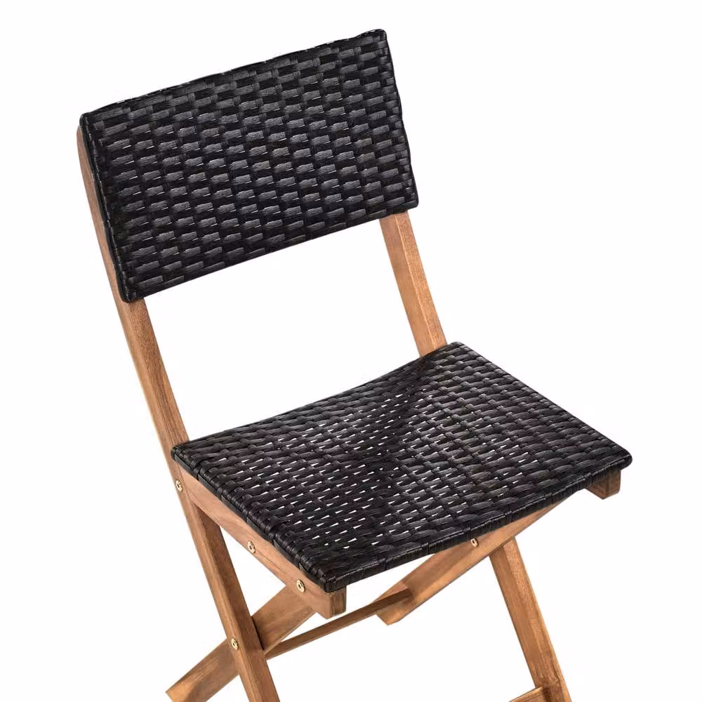 Wyld and Coco 3-Piece Acacia Wood Folding Bistro Set in Brown – 4