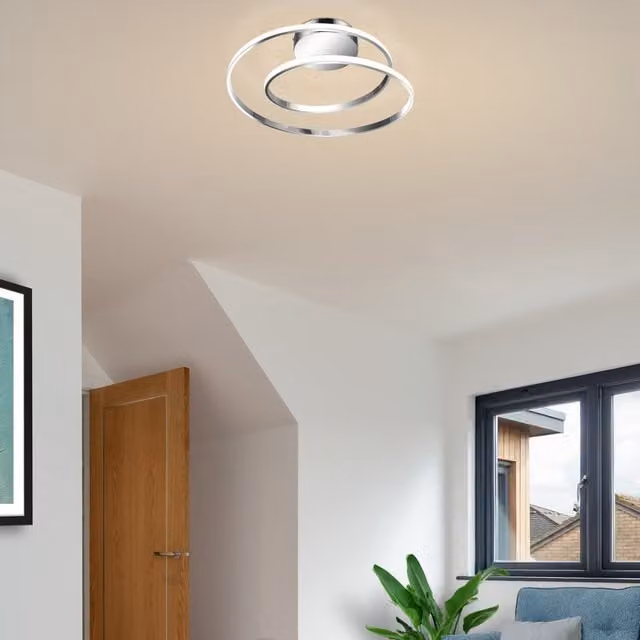 COSYLYTE Alston Double Ring Integrated LED Ceiling Flush Light in Chrome