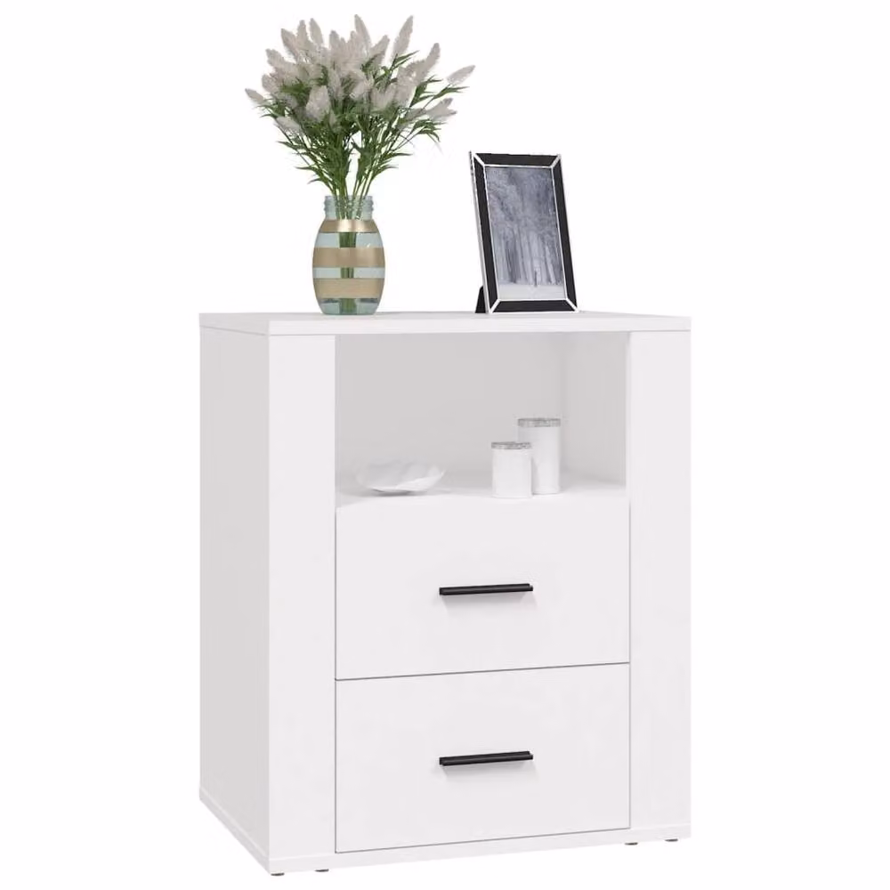Berkfield Home Classic Bedside Cabinet in White, W/D/H: 50 x 36 x 60 cm – 2