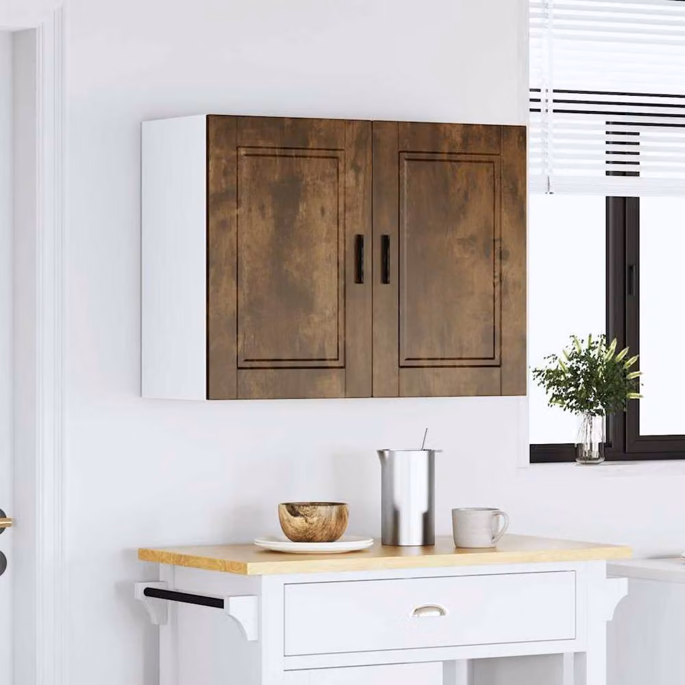 Berkfield Home Porto Smoked Oak Wall Cabinet in Brown – 3