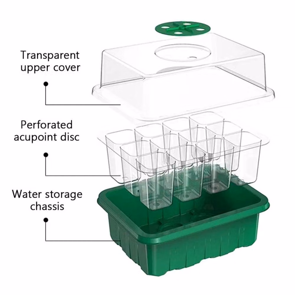 FLAVORA 10-Piece Reusable 120-Cell Seedling Starter Trays in Green and Transparent Plastic – 2