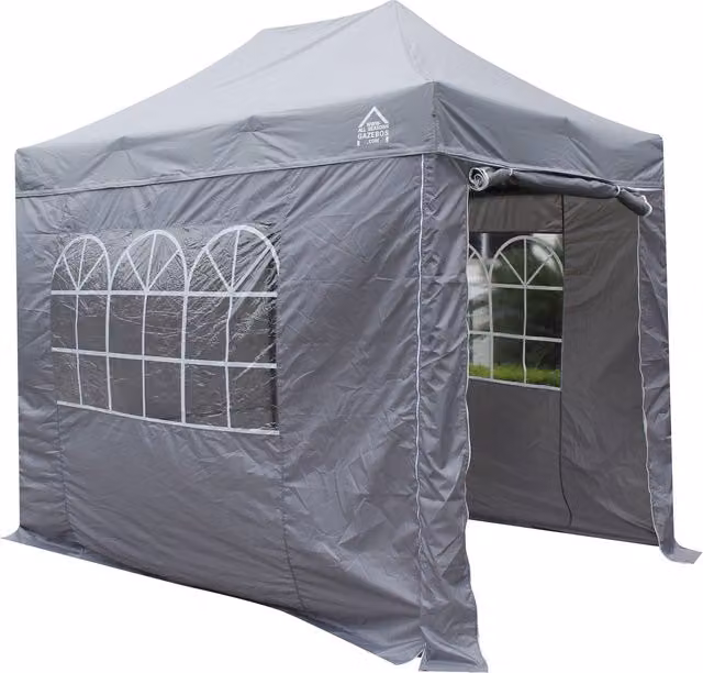 All Seasons Gazebos Grey 3x2m Pop Up Gazebo with 4 Heavyweight Side Panels and Steel Frame