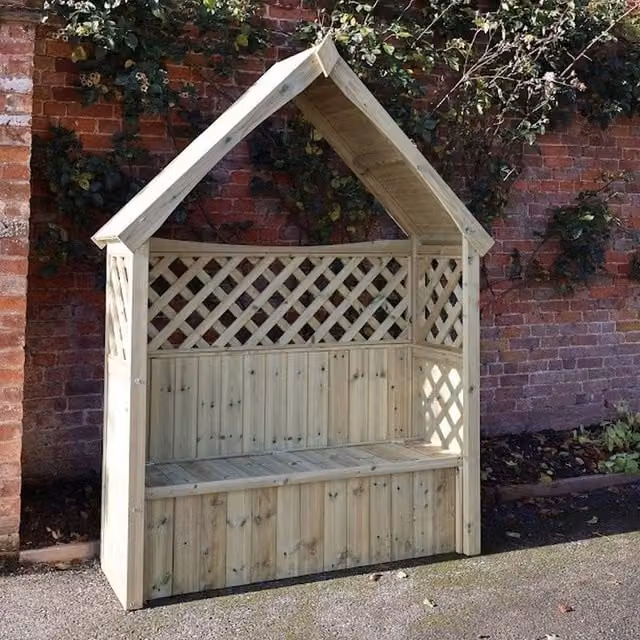 Churnet Valley Garden Furniture Ltd Daisy 3 Seat Trellis Storage Arbour in Beige, W/D/H: 179 x 60 x 235 cm – 1
