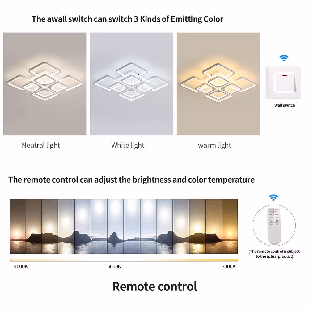Goeco 80W Dimmable LED Ceiling Light in White with Remote Control and App Control – 3