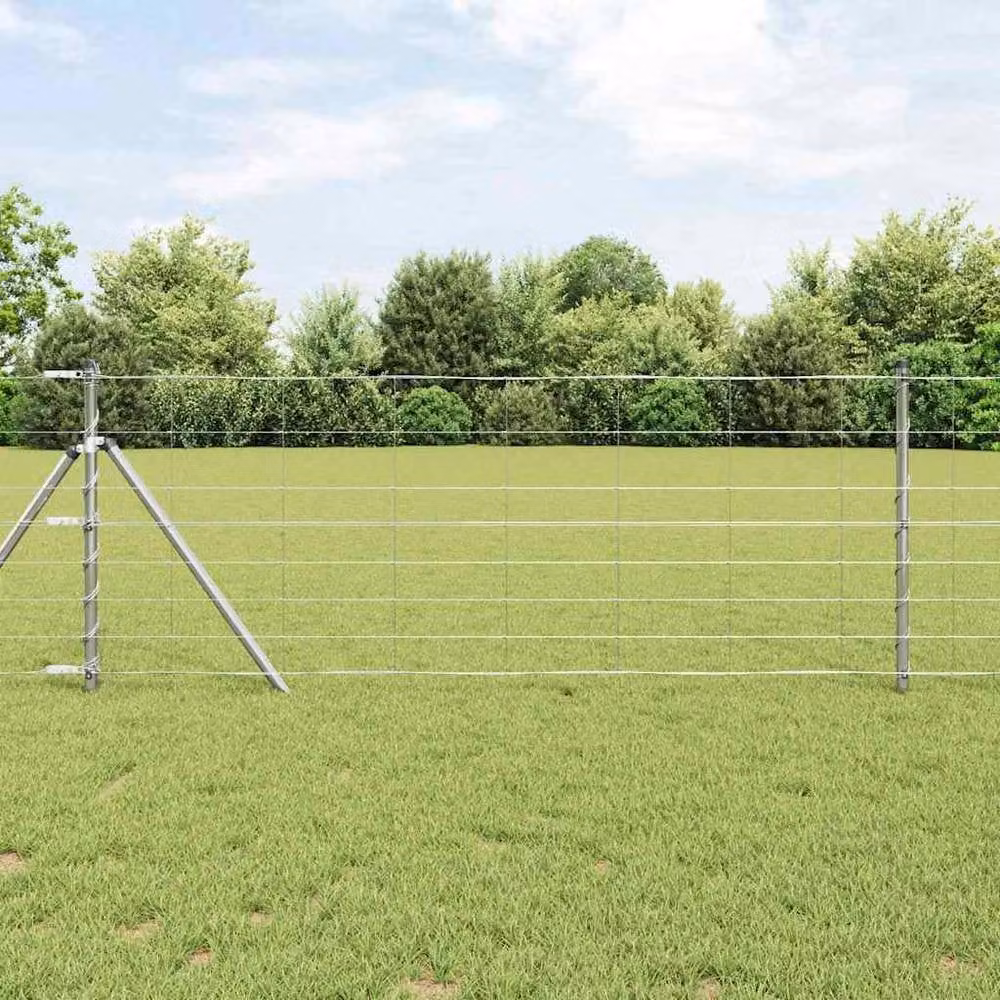 Berkfield Home Field Fence Galvanised Steel in Silver/Grey, H: 0.8 m x L: 50 m – 1