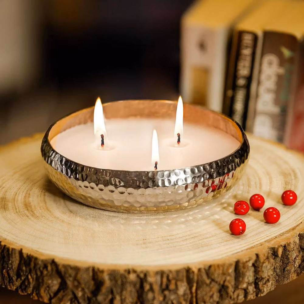 Marco Paul Silver Dimpled 3 Wick Scented Tabletop Candle – 3
