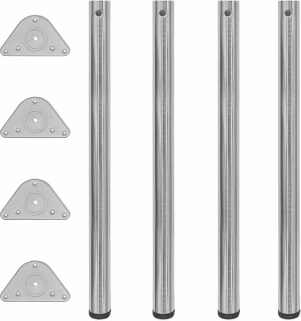 Berkfield Home Height Adjustable Table Legs, Brushed Nickel, Silver, Height: 87 cm