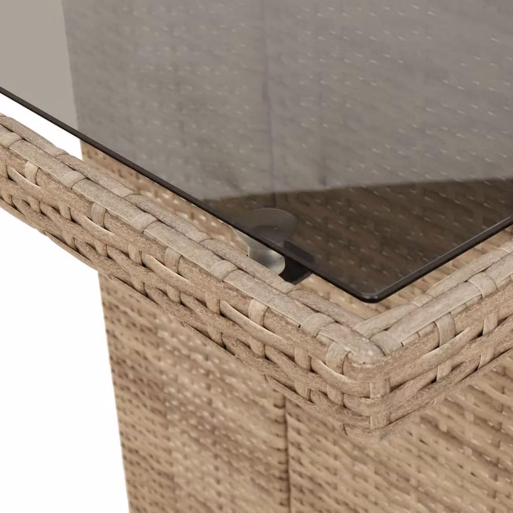 Berkfield Home Extendable Garden Table with Glass Top, Beige Poly Rattan, W/D/H: 190 x 80 x 74 cm – 4