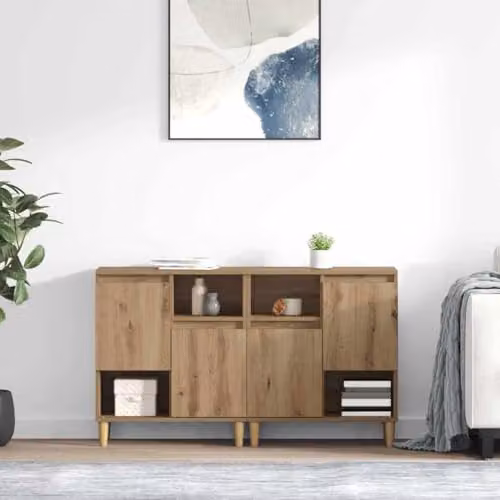 vidaXL Set of 2 Modern Sideboards in Brown Engineered Wood, W/D/H: 60 x 35 x 70 cm – 2