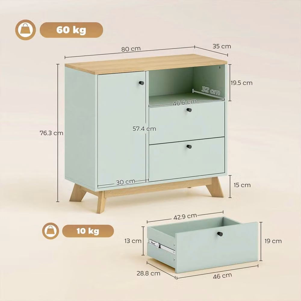 FORGEVIO Modern Green Sideboard Storage Cabinet – 2