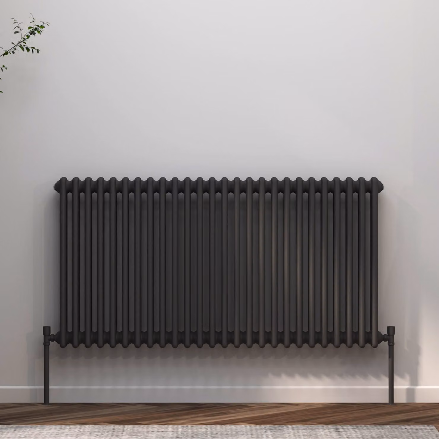 Fluxx Anthracite Horizontal Triple Column Wall Mounted Radiator W: 119.0 cm, H: 60.0 cm