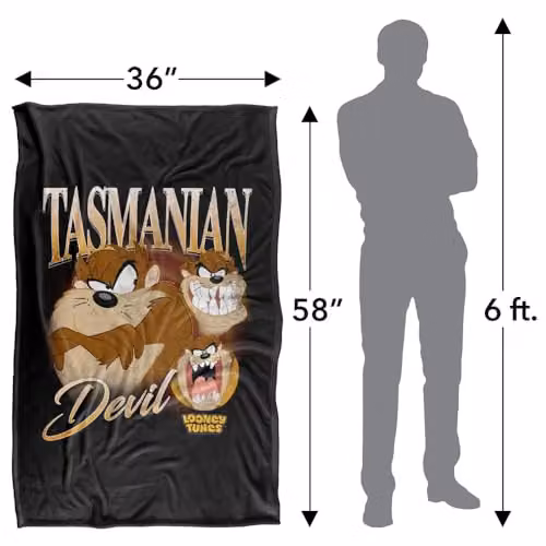 LOGOVISION Looney Tunes Taz Silky Touch Super Soft Fleece Throw Blanket, Multicolour, W: 91.44 cm, L: 147.32 cm – 4