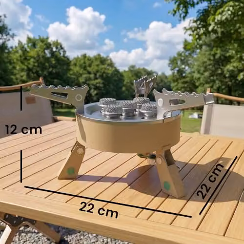 Outsunny High Power Gas Camping Stove in Khaki with Stainless Steel Components – 6