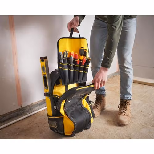 Stanley Fatmax Heavy-Duty Tool Bag Backpack on Wheels with Strap, Black and Multicolour – 6