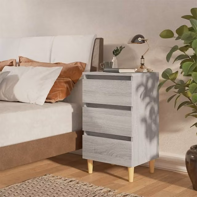 Berkfield Home Bed Cabinet in Grey Sonoma with Solid Wood Legs, W/D/H: 40 x 35 x 69 cm – 1
