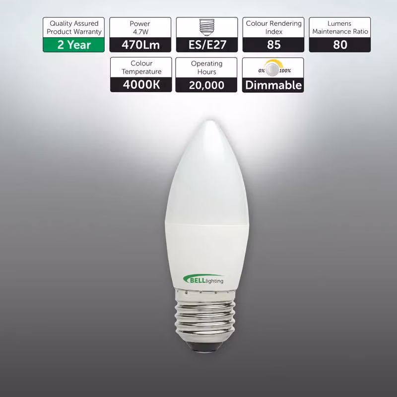 BELL Lighting Dimmable E27 LED Bulb, White, 4.7W, Pack of 6 – 2