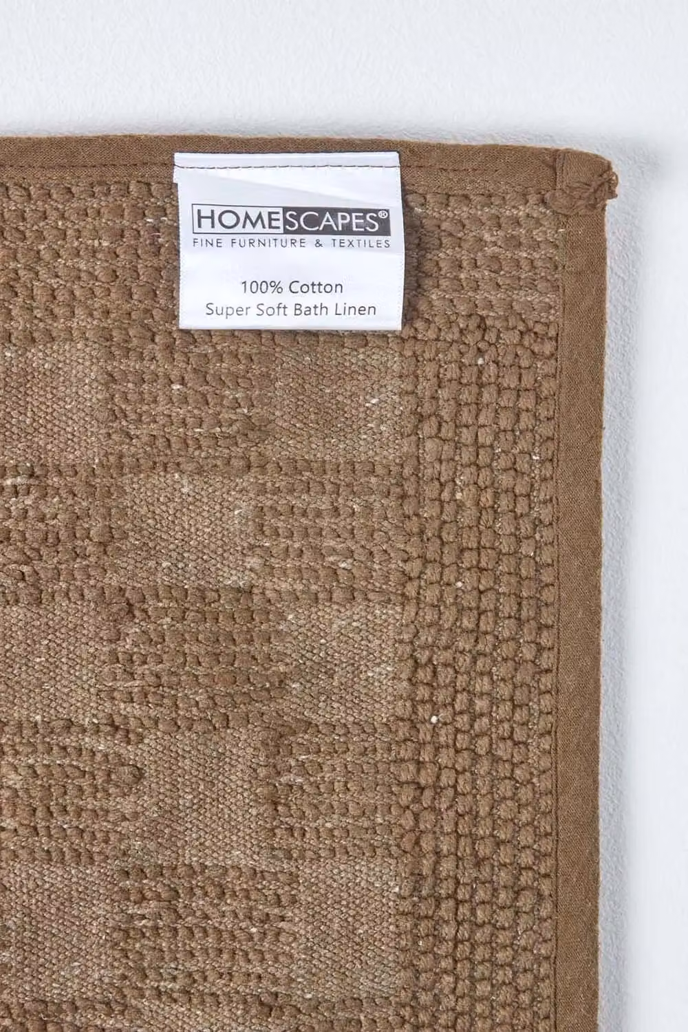 Homescapes Cotton Check Border Bath Mat in Brown, W/D/H: 75 x 45 x 6 cm – 3