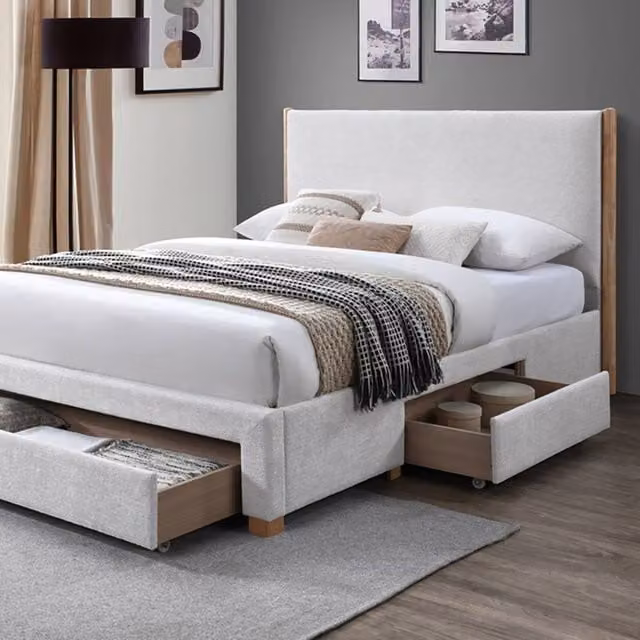 Snuggle Beds Pearl Bed Frame with Storage Drawers in Silver, Double (140 x 200 cm) – 1