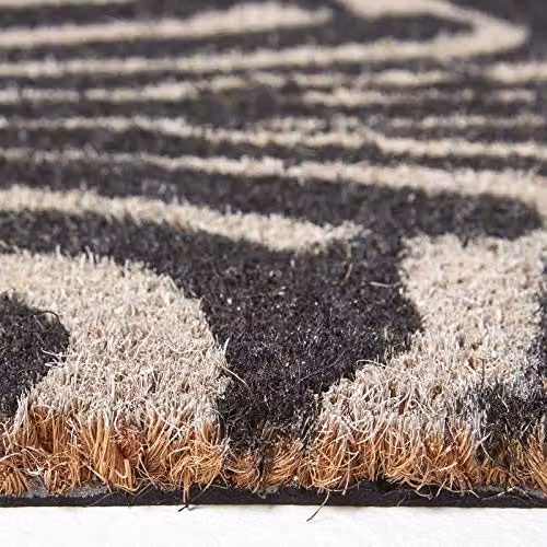 HOMESCAPES Zebra Shape Coir Doormat with Non-Slip Rubber Backing, Black and White – 3