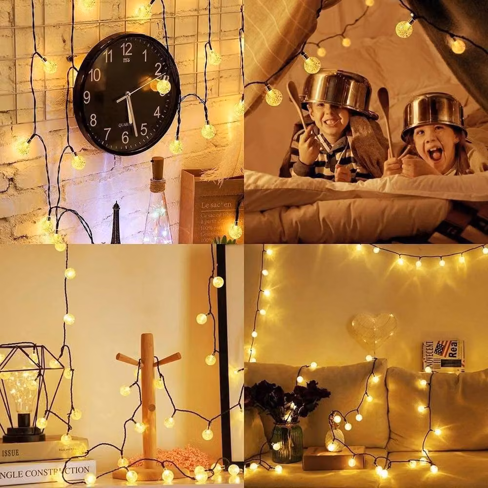 FLAVORA Solar LED String Lights with 60 Warm White Globe Bulbs for Parties – 5