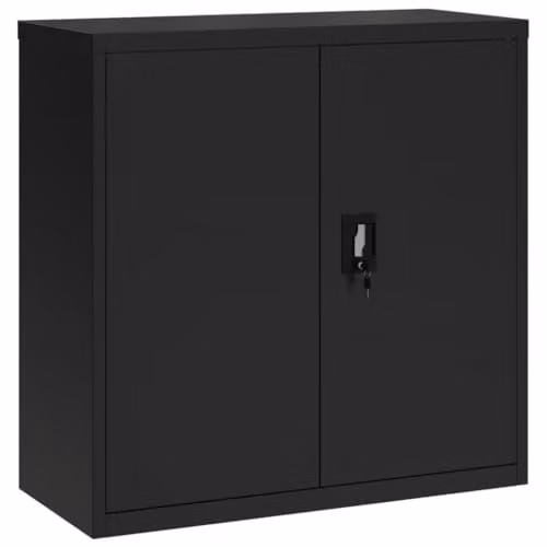 vidaXL Black Metal File Cabinet with Lock and Adjustable Shelves, W/D/H: 90 x 40 x 90 cm