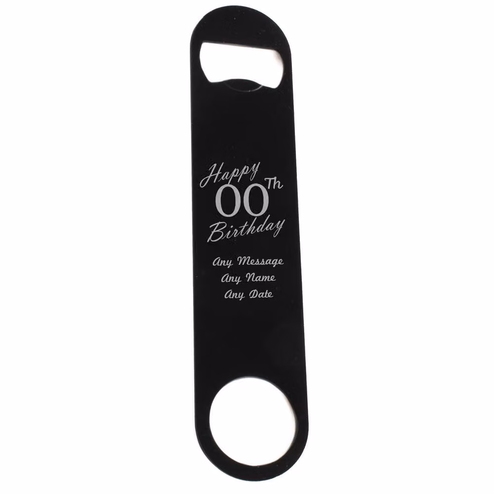 Uniqueful Personalised Black Stainless Steel Bottle Opener with Ergonomic Grip – 3