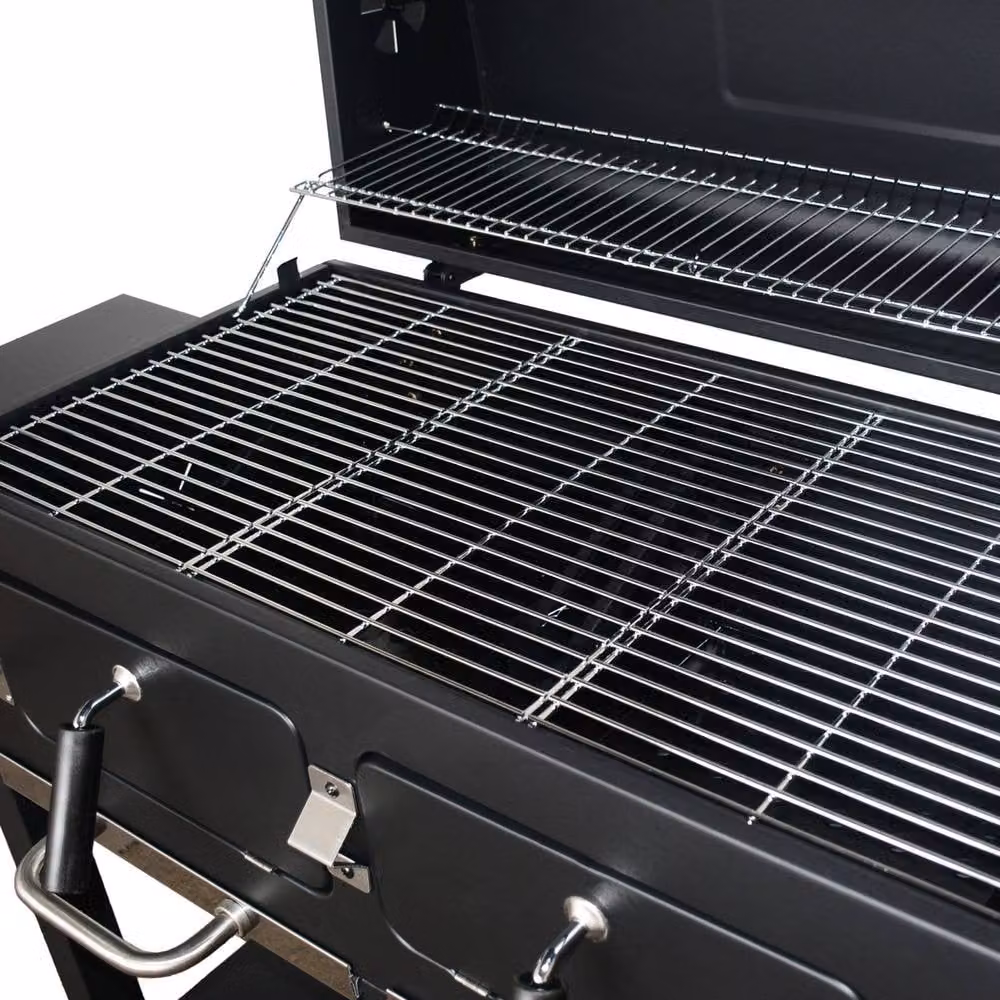 sweeek Charcoal Barbecue Grill in Black with Warming Rack and Thermometer, Enamelled Steel – 5