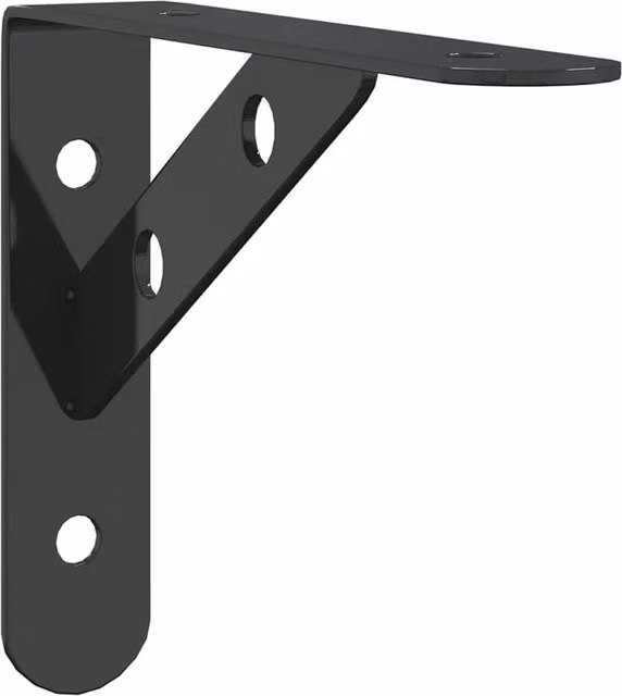 Berkfield Home Black Stainless Steel Wall Mounted Shelf Brackets, 4 Pack, W/D/H: 15 x 2.5 x 11.5 cm – 1
