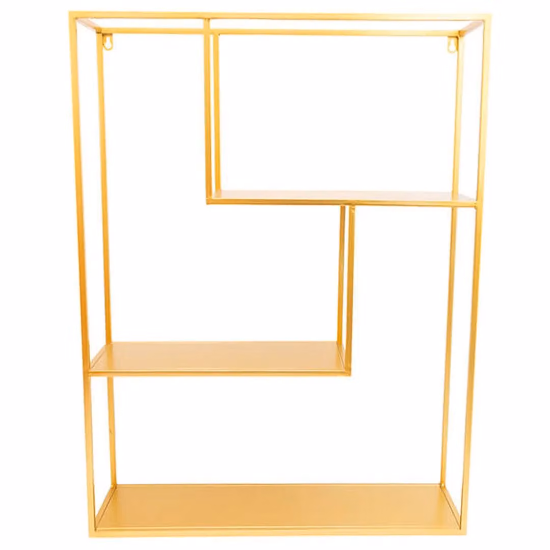 Madison & Mayfair Modern Gold Geometric Wall Mounted Metal Shelf Unit – 2