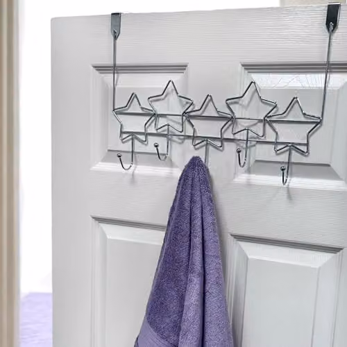 Showerdrape Silver Metal Hanging Over Door Storage Hooks W/D/H: 45.0 x 30.0 x 10.0 cm – 2