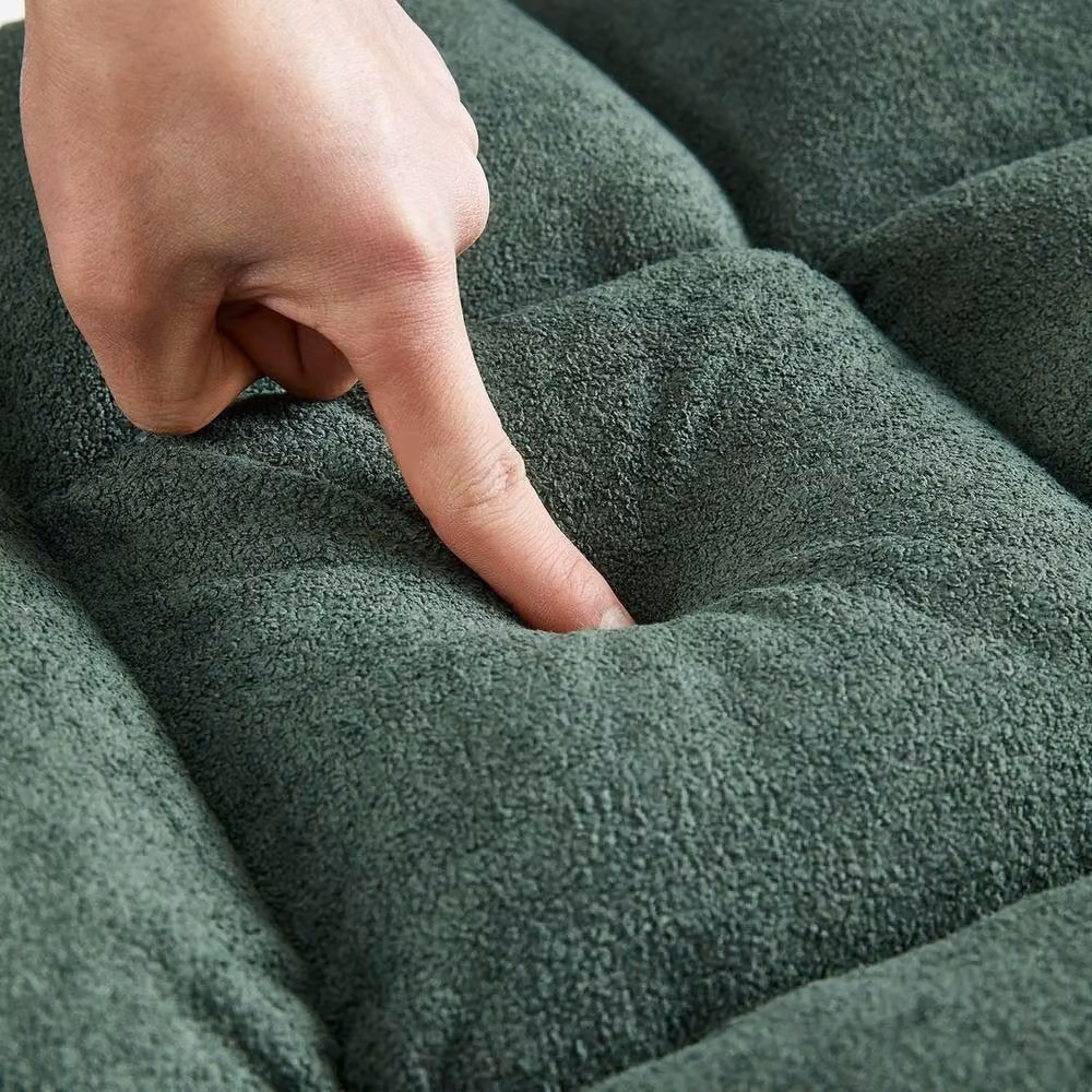 KORVIXA Green Fabric Floor Lazy Sofa Chair with Back Support and Foam Chunk Filling – 3