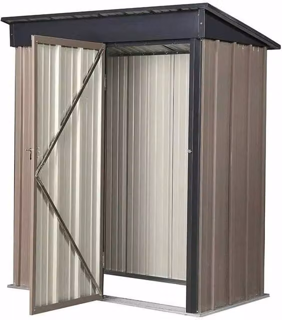 FLAVORA Brown Metal Pent Garden Storage Shed with Double Doors