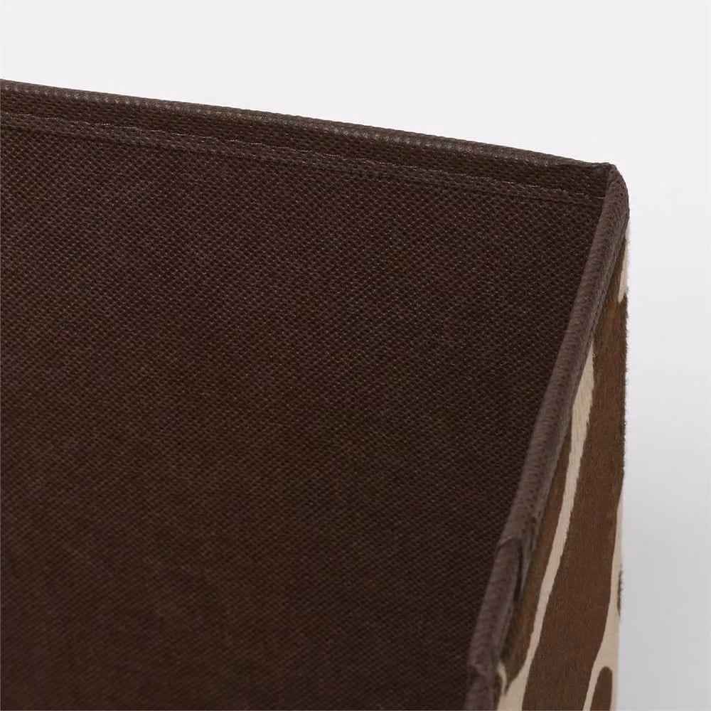 NESTLUNE Brown Animal Print Fabric Cow Storage Cube Boxes, 2 Pack Foldable Storage Cubes – 3