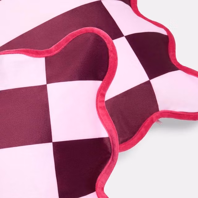 OHS Velvet Scallop Edge Cushion Covers in Burgundy and Pink