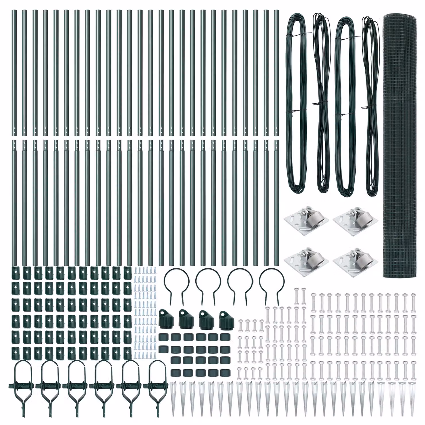 Berkfield Home Green Steel Welded Wire Fence with 13 In-Ground Spike Posts, 1.4 m x 50 m – 3