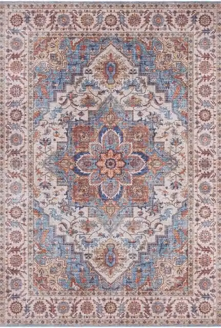 THE RUGS Anthea Oriental Vintage Medallion Flatweave Rug, Blue, W: 200 cm, D: 290 cm – 1