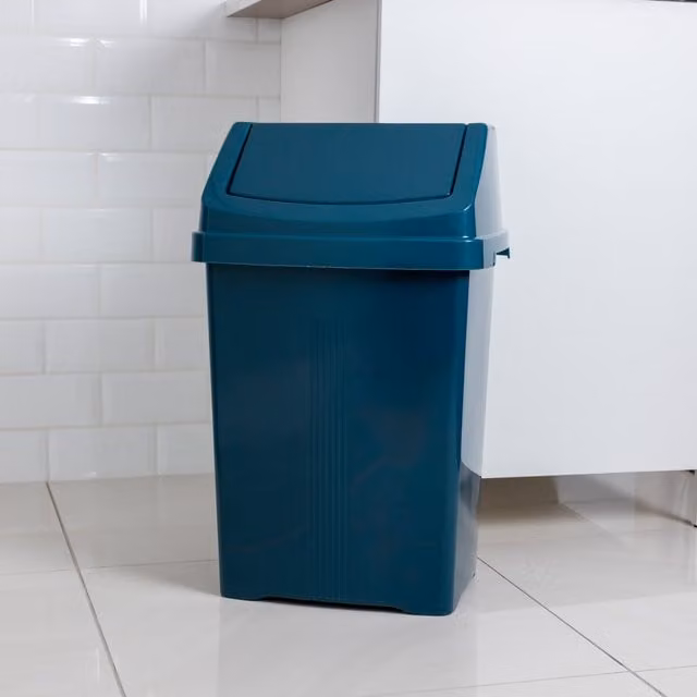 Wham 50L Plastic Swing Top Waste Bin in Blue – 1