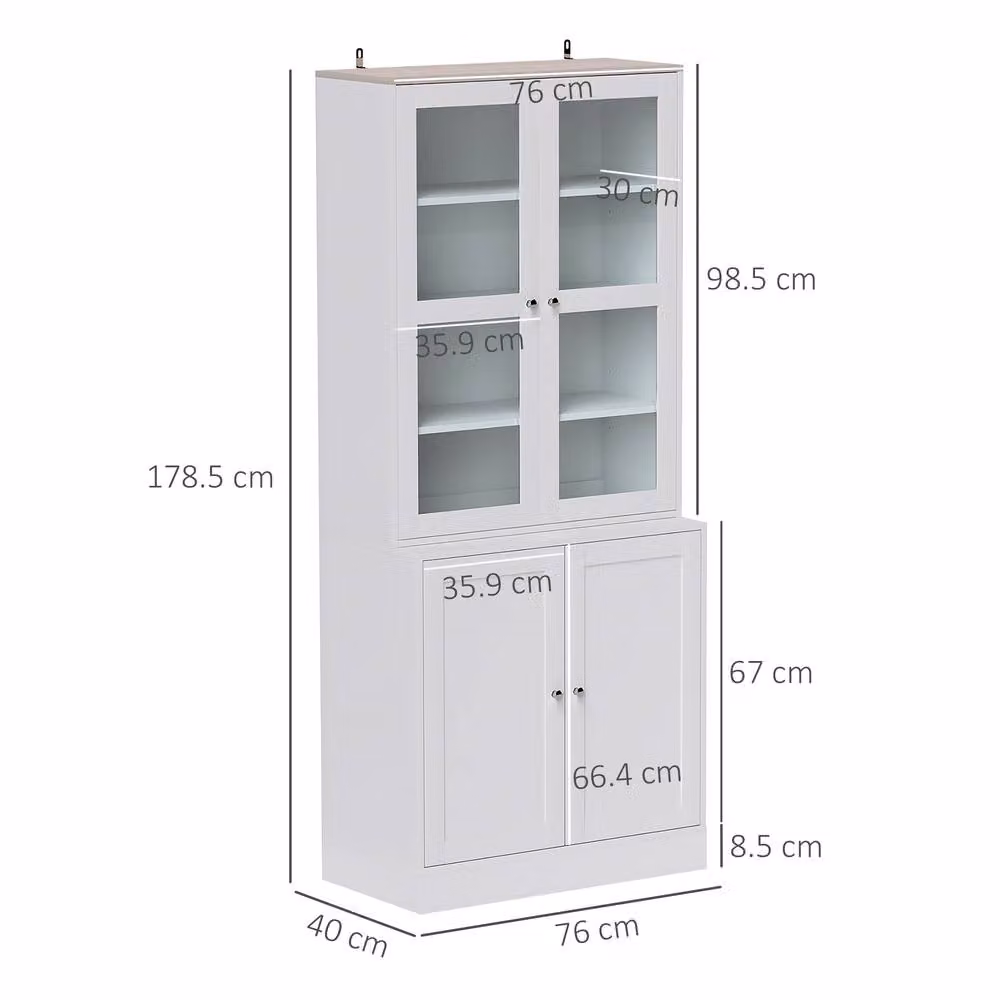 STILVORA White Modern Display Cabinet with Glass Doors and Internal Shelves – 3