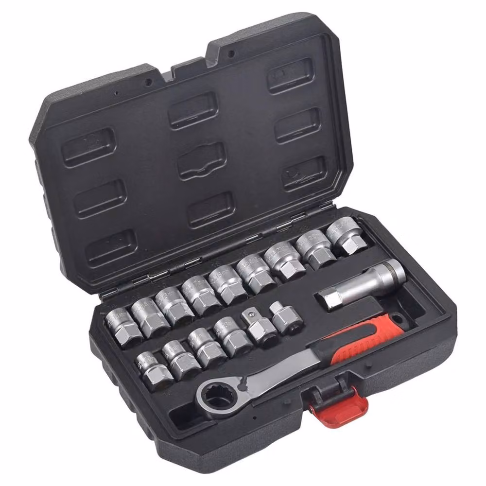 EONLION Pass Through Go Thru Metric Ratchet Wrench and Sockets Set in Silver Chrome Vanadium Steel – 5
