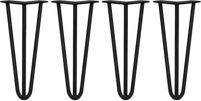 Monstershop 4 x 30.48 cm Black Matt Metal 3-Prong Hairpin Legs – 2