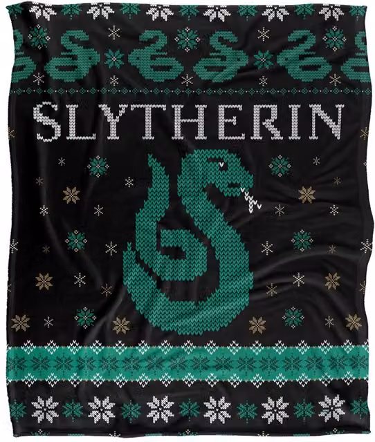 LOGOVISION Harry Potter Slytherin Ugly Christmas Sweater Throw Blanket, Multicolour and White, W/D/H: 152 x 127 cm – 6