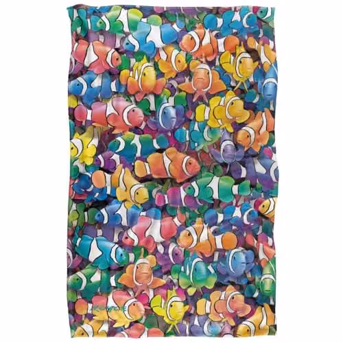 JQ Licensing Royce Mcclure Clowning Around Clown Fish Pattern Super Soft Fleece Throw Blanket, Multicolour, W/D/H: 91 x 147 cm