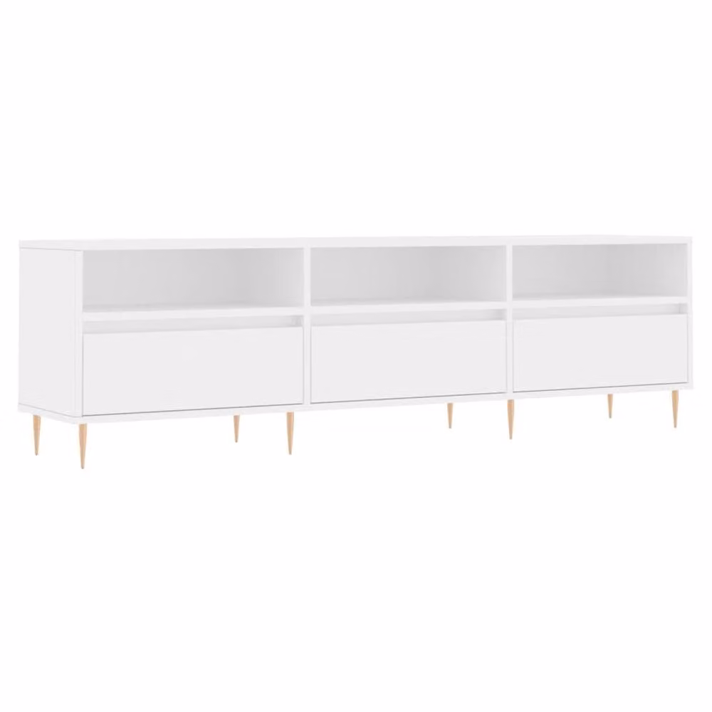Berkfield Home White TV Cabinet with Media Compartments, W: 150 cm, D: 44.5 cm, H: 44.5 cm – 2
