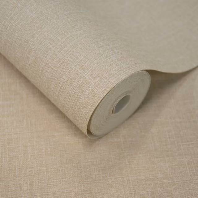 Grandeco Cirrus Plain Beige Scrubbable Wallpaper Roll