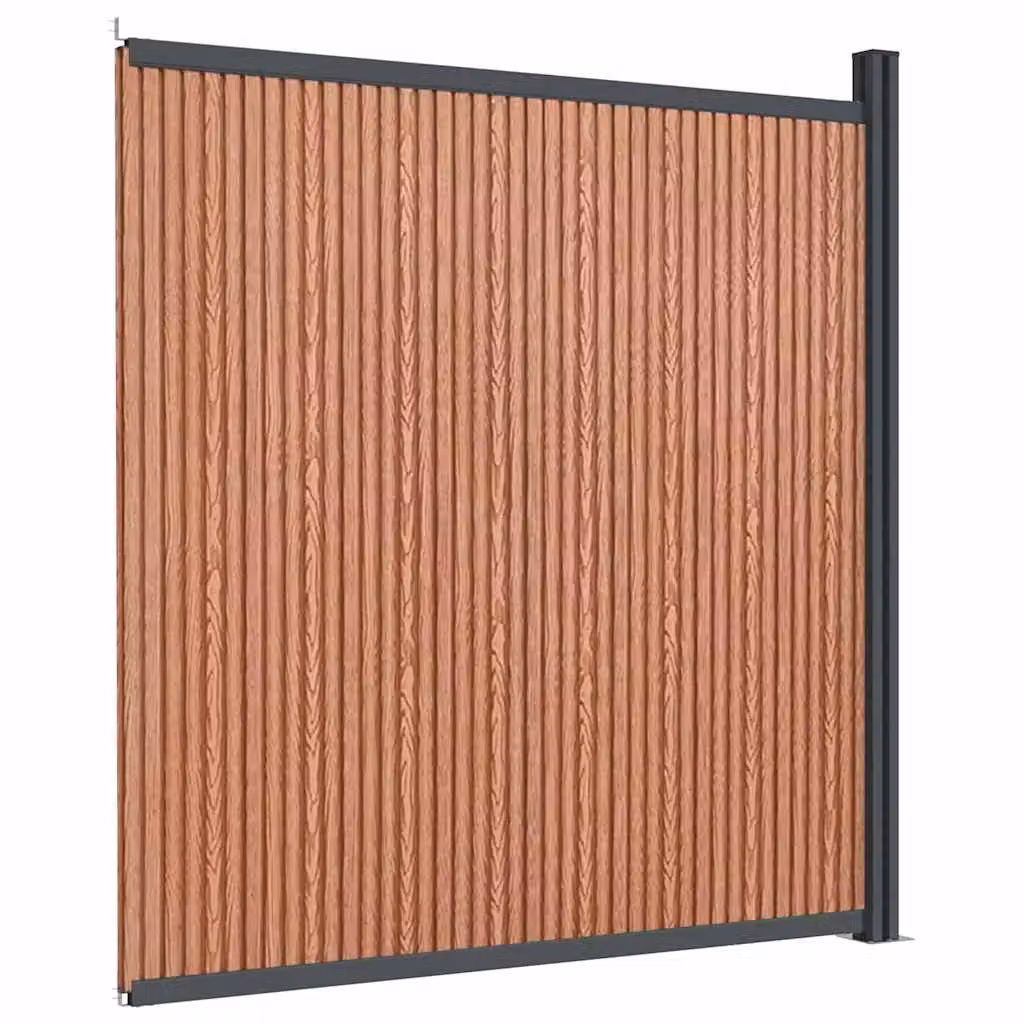 Berkfield Home WPC and Aluminium Fence Panel, Brown, W: 173 cm, H: 186 cm – 2