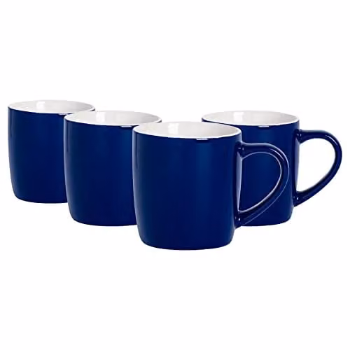 Argon Tableware Blue Stoneware Coffee Mugs, 350ml, Pack of 4