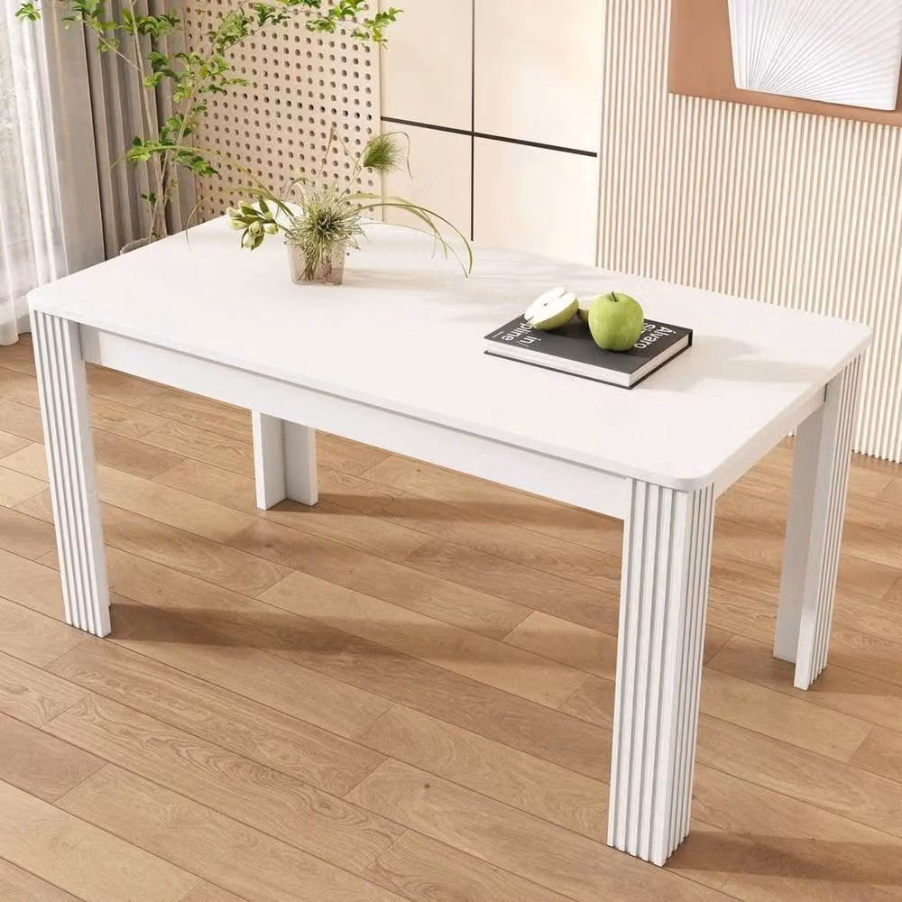 KORVIXA Modern Square 4 Seater Wood Dining Table in White, W/D/H: 100 x 100 x 75 cm – 2