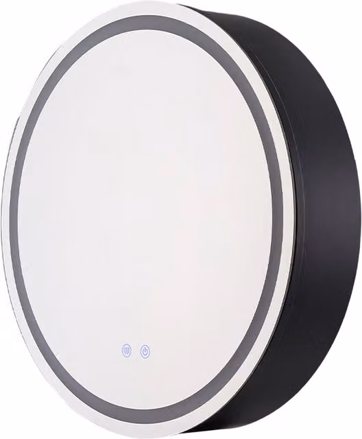 Livingandhome Modern Wall Mounted LED Bathroom Mirror Cabinet with Integrated Lighting, Anti-Fog Function and Sensor Switch in Black and Silver